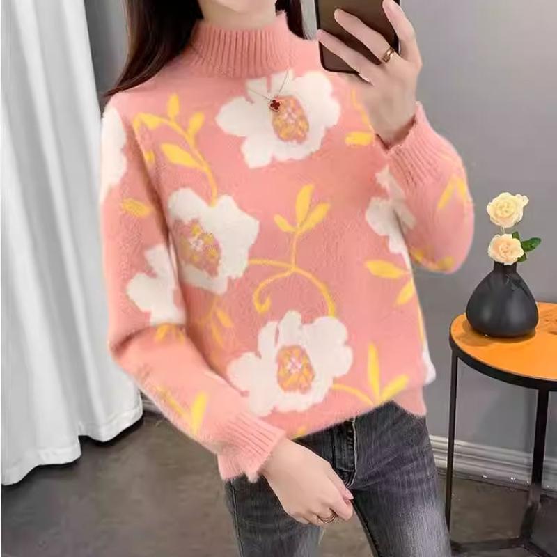 Женский утолщенный флисовый свитер из норки с высоким воротом, новый осенне-зимний свитер свободной вязки