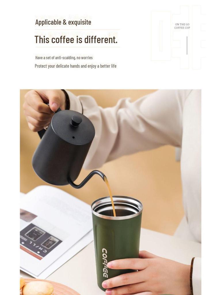 Термос-чашка для кофе из нержавеющей стали 304 для путешествий, автомобиля, офиса - портативный, прочный, элегантный дизайн - сохраняет напитки горячими или холодными, легко моется