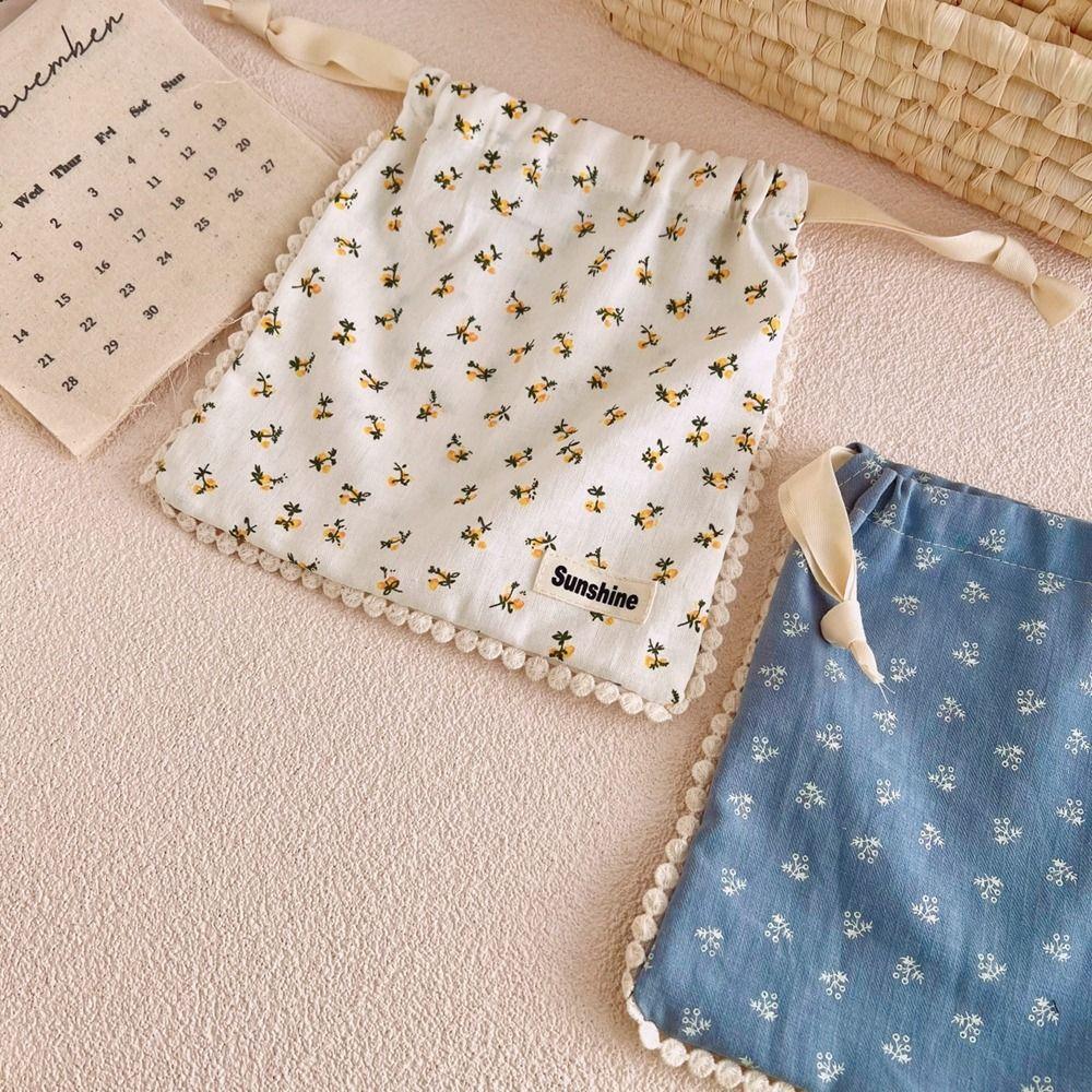 Storage Toiletry Bag Flower Jewelry Storage Bag Cosmetic Bag Drawstring Bundle Pocket Makeup Bags