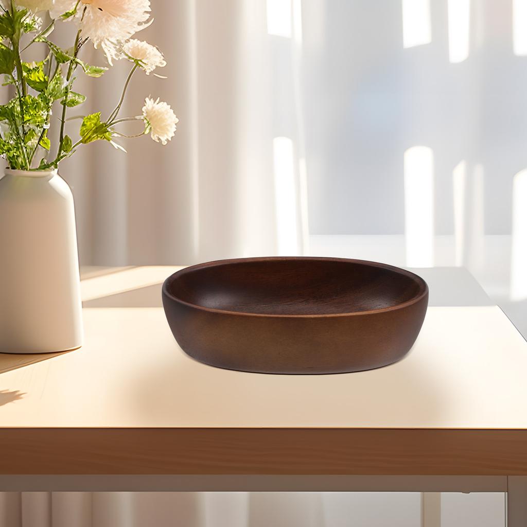 Large Walnut Wood Ship Shaped Bowl Dark Brown Vintage Fruit Salad Serving Bowl for Kitchen Counter Use
