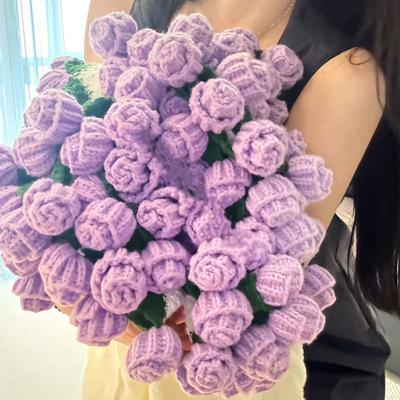 Одеяло «Букет роз» Ручной работы Вязаное крючком Одеяло с розами Цветочный дизайн Плед для дивана Кушетки Автомобильной кровати Подарок на день рождения для девочек Женщин