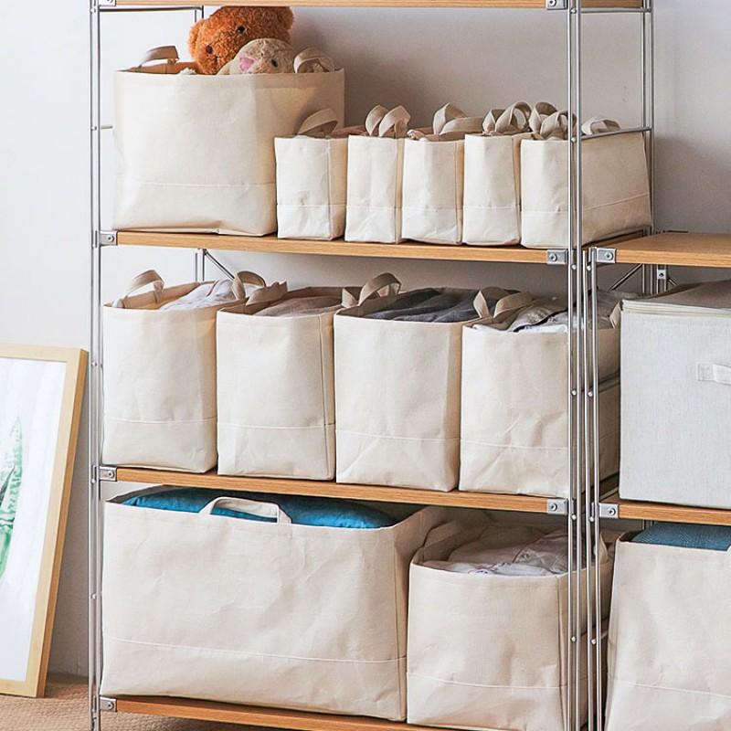 Canvas Storage Bag Clothes Organizing Closet Shelf Gap Organizer Laundry Basket Modern Minimalist Home