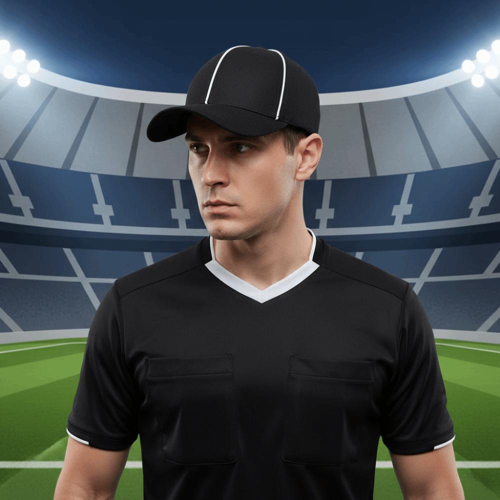 Casquette Professional Referee Baseball Cap Black / White Peak Cap for Soccer Match Men