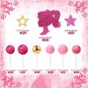 36 PCS Hot Pink Girl Cake Topper Balls Cake Decorations with Pink and Gold Balls Shiny Stars for Wedding Girl Birthday