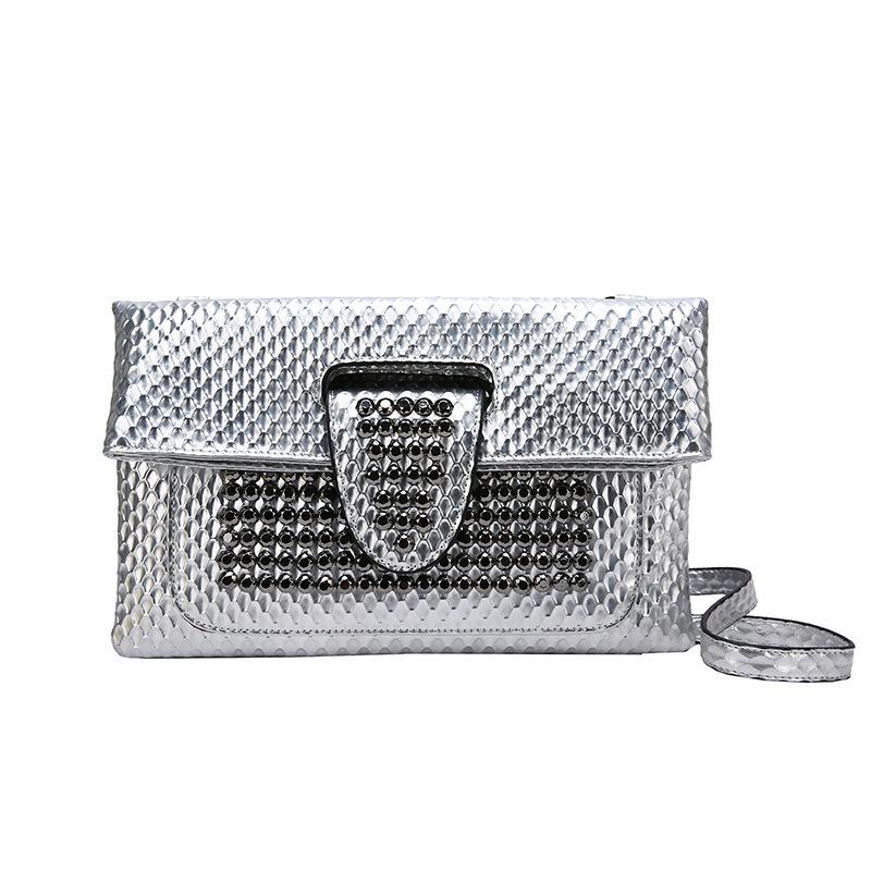 Женская сумка 2024 года, новая сумка-конверт, модная сумка через плечо с инкрустацией бриллиантами, сумка через плечо с узором под змею.