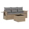 VidaXL Salon de Jardin avec Coussins 4 pcs, Canapés de Terrasse, Ensemble de Meubles de Patio, Mobilier d'Extérieur, Beige 3252206