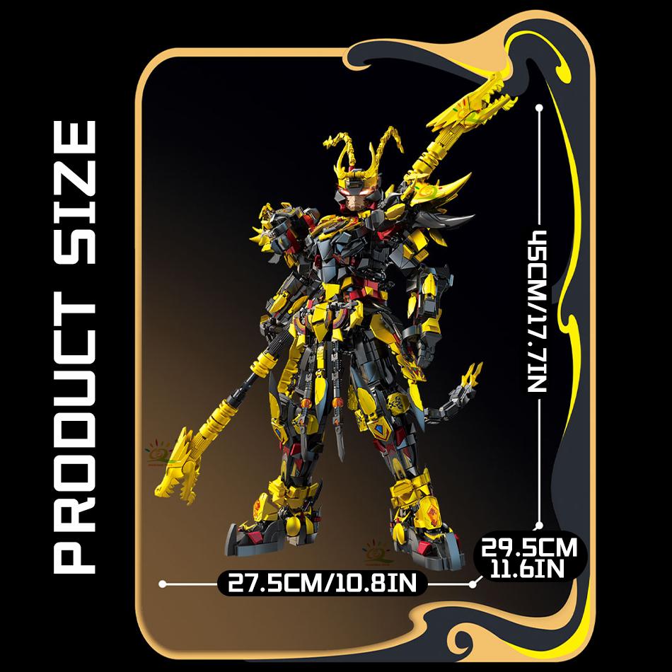 HUIQIBAO Black Myth Wukong Mech Model Building Blocks DIY Destiny Man Armor Robot Set Decorative Ornaments Bricks Toys for Adult