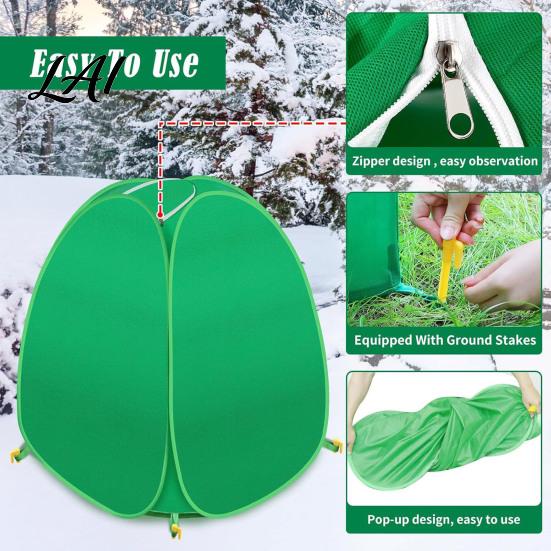 Breathable Non-woven Fabric Cover Freeze Protection Plant Cover Pop-up Winter Shrub Frost Guard Warm Covers Protector Tent with Zipper Window