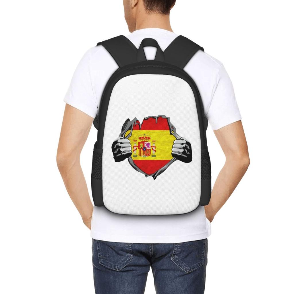 Flag Of Spain Student Backpack School Bag Hiking Travel Daypack for Boys Girls Fashion Bookbag Shoulder Bags