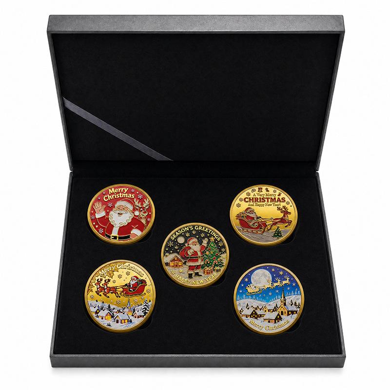 Christmas commemorative coin, single piece, Santa Claus metal commemorative medal, holiday happy coin