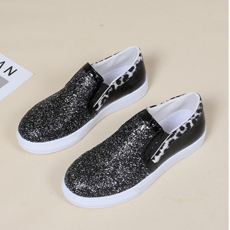 Flat Women's Shoes Large Size Spring/Autumn Sequin Casual Sports Shoes Women's Board Shoe Designer Sneakers for Women Slip-On