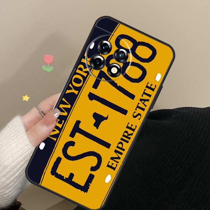 Number License New York Plate Cover For OnePlus 12 13 11 12R 13R 9 10 Pro 8T 9RT 10T 10R Nord 4 CE 2 3 Lite N30 N20 Case