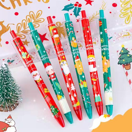 Yousheng 6Pcs Christmas Gel Pens Various Festive Patterns Push-Type Christmas Pens Stationery Supplies Christmas Party Favors