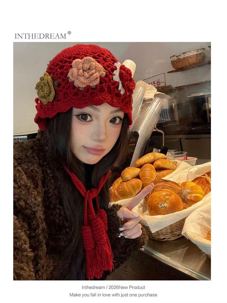 Этнический стиль Ретро Вязаная Шерстяная Шапка Бини с Кисточками