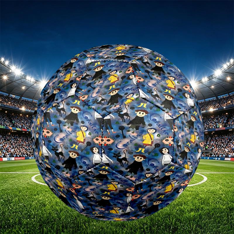 Coraline Print Size 5 Soccer Ball, PU Wear Resistant Football for Match Training and Daily Practice, Birthday Gift for Soccer Fans