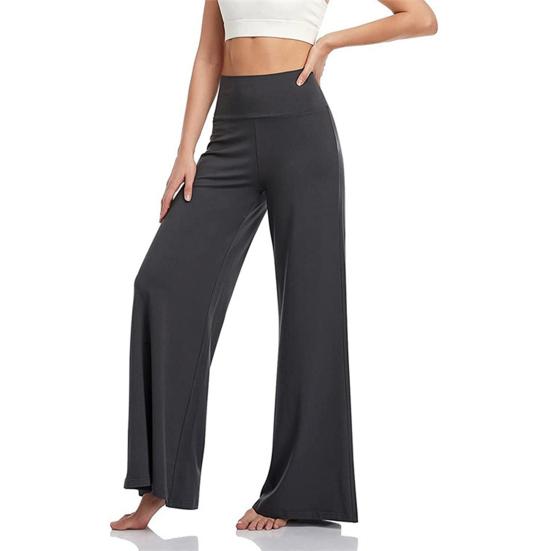 Женские расклешенные брюки с высокой талией, однотонные прямые брюки, однотонные прямые брюки с утягивающим эффектом для йоги