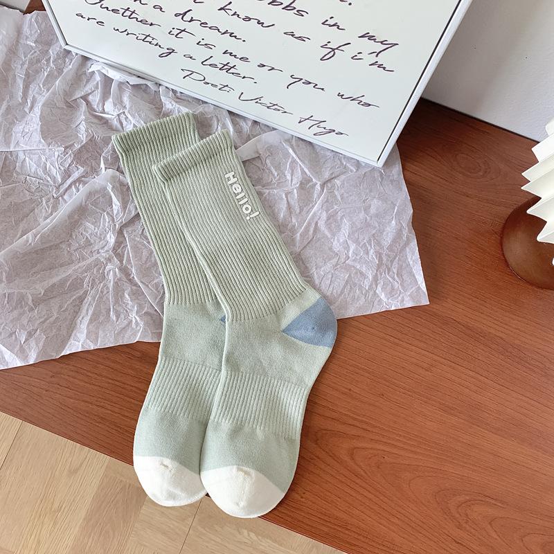 Spring And Summer Socks Women'S Cream Hot Stamping Letters Versatile Trend Stockings Women'S Thin Breathable Women'S Socks