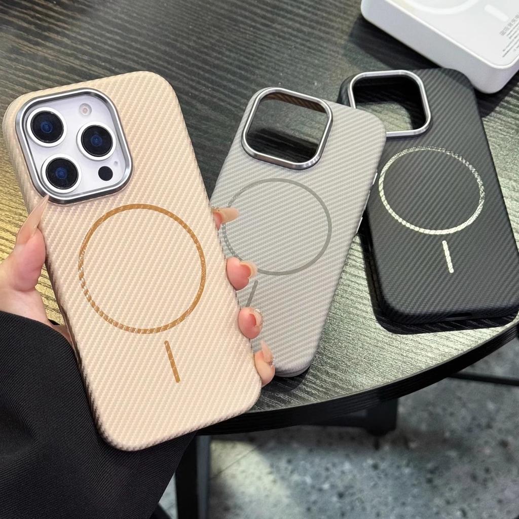 Применимо к iphone18promax Керамическое волокно Kevlar углеродное волокно тонкое кольцо магнитное всасывание яблоко 17 матовая кожа защитный чехол