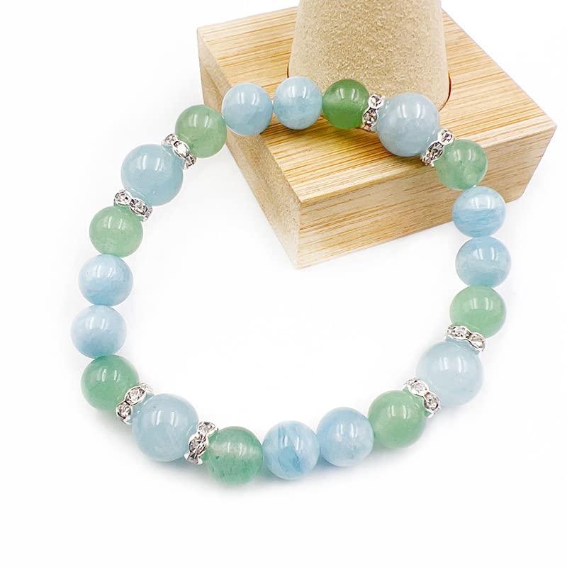 Of Aventurine and Aquamarine Power Natural Prayer Junseki [Stone Happiness] Bracelet, Stone, Stone, Women's Bracelet, Men's Accessory, Amulet, Health,