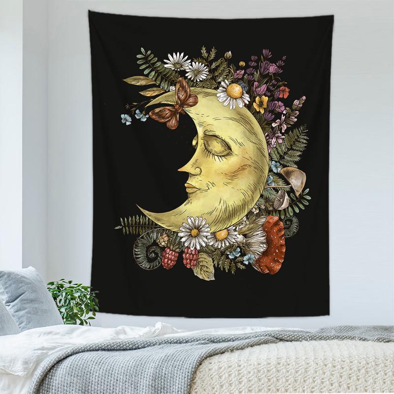 Witchcraft Tapestry, Occult Wall Hanging, Mystic Pentagram & Green Witch Print for Gothic & Aesthetic Room Home Decor