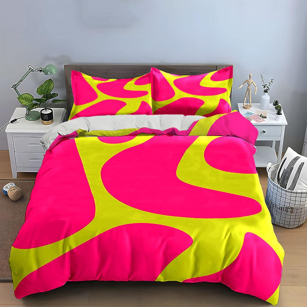 "Pink and Yellow Swirl Set" Bedding Duvet Cover Set Duvet Cover Pillowcases (1 * Duvet Cover 2 * Pillowcases, without duvet insert)