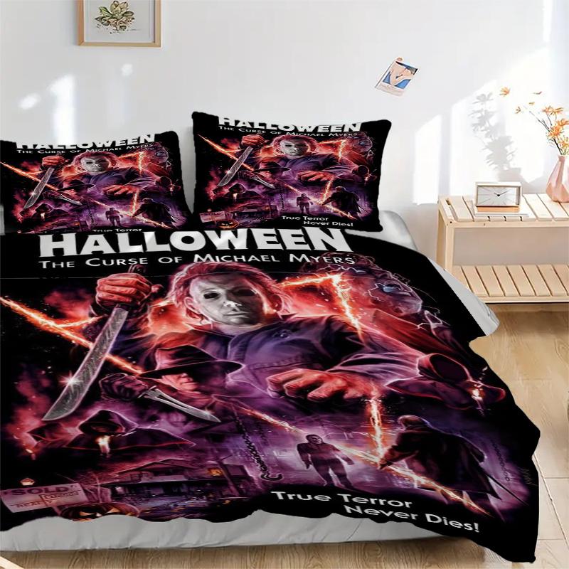 3Pcs Halloween Myers' True Terror Bedding Sets For All Sizes New 3D Printed Bed Cover Comforter Duvet Cover Pillowcase Bedroom Decoration