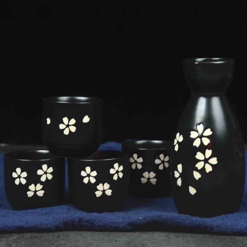 5 шт./компл., японская керамическая бутылка для вина Lucky Cat Sake, креативная фляжка Maneki Neko, ликер, спиртные напитки, чашка для вина, посуда для напитков