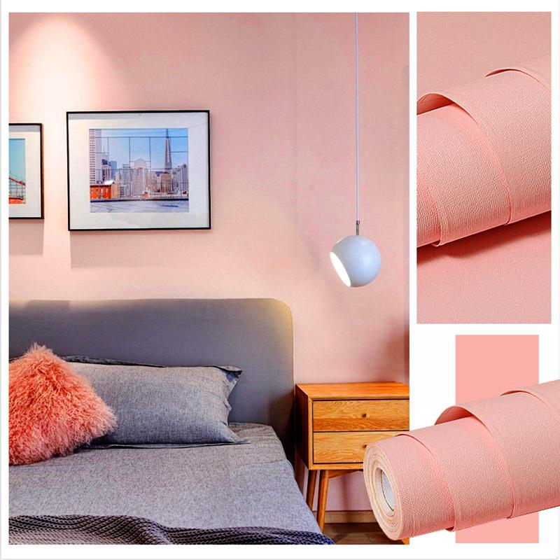 Solid Color Self-adhesive Simple Warm Bedroom Living Room Decor Waterproof Background Wall Paper Furniture Renovation