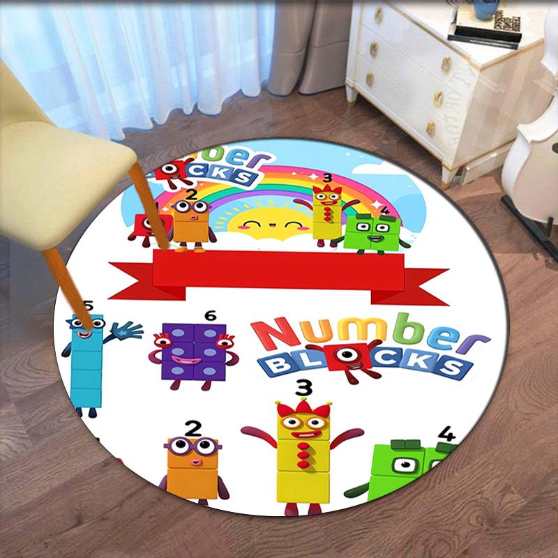 Коврик круглый с принтом Numberblocks, ковер, коврик под стул, ковер для зоны, коврики для прихожей, для офисного кресла, гостиной, спальни, кухни.