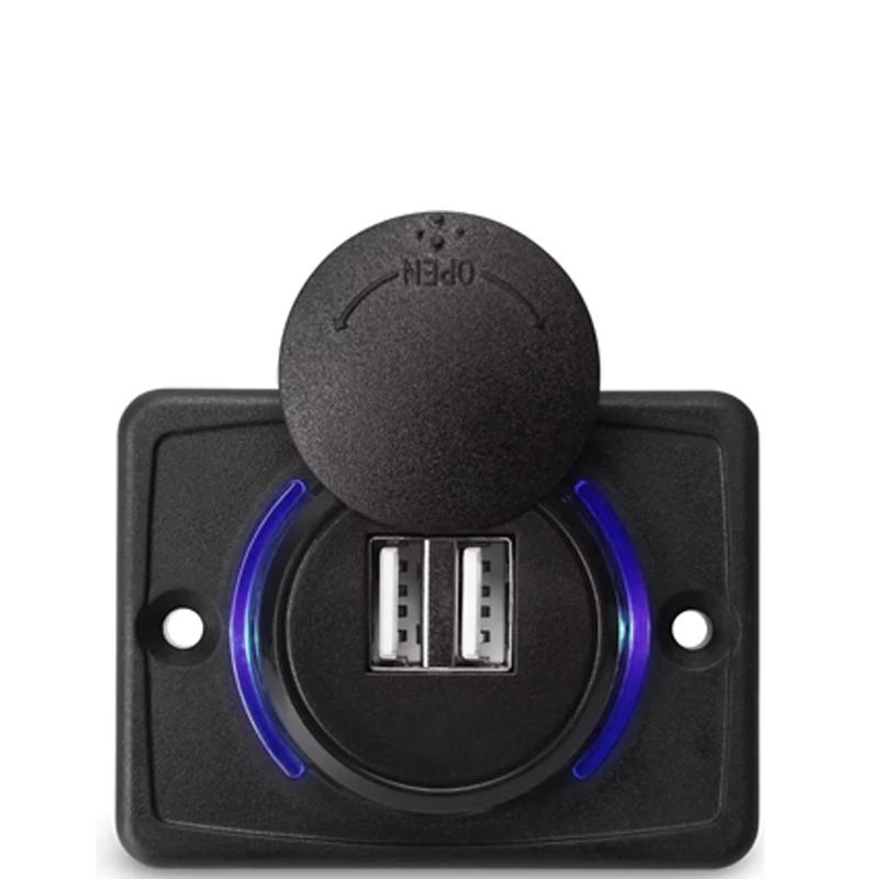 Розетка USB для быстрой зарядки 12 В/24 В 48 Вт Розетка автомобильного зарядного устройства для быстрой зарядки с синим индикатором и крышкой для автомобиля, кемпера, лодки