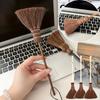 Compact Brown Hair Mini Broom Keyboard Cleaner Portable Crevice Dust Brush Creative Hanging Decor for Desktop Office