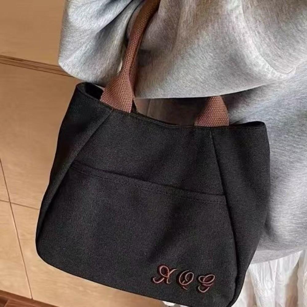 Casual with Zipper Tote Bag Multifunctional Large Capacity Canvas Handbag Storage Bag Women