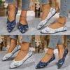 Stylish Cross-border Knit Flat Shoes For Women With Geometric Pattern And Pointed Toe Design