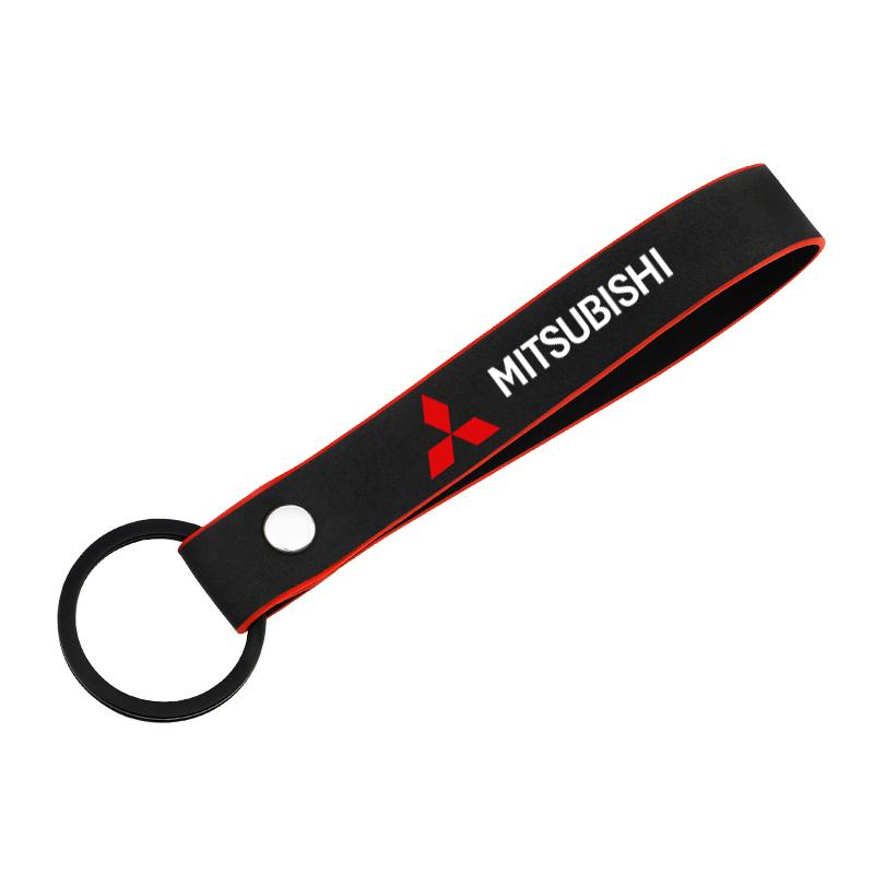 Suede Car Keychain Key Ring For Mitsubishi Asx Lancer Outlander Pajero Ralliart Auto Key Accessories