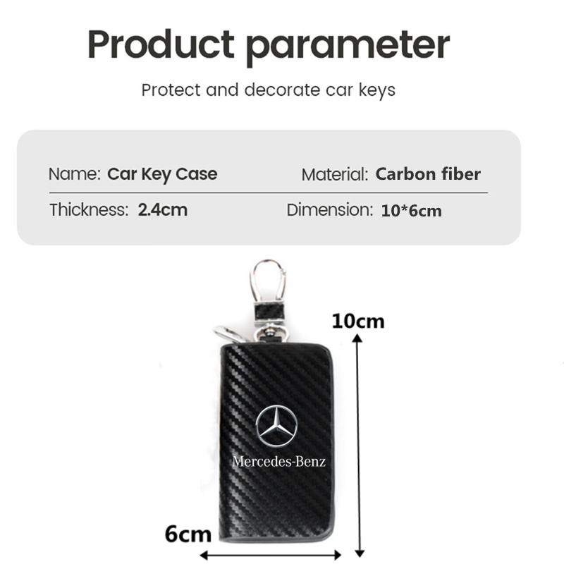 XUY2 Carbon Fiber Key Bag Car Housekeeper Key Ring Bag For Mercedes Benz B/C/E/S Class W203 W204 W205 W210 W211 W212 W221 Accessories