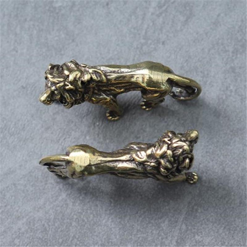 3D Mini Lion Casting Animal Figurine Retro Style Metal Sculpture Home Office Room Desktop Decoration Collect Ornaments Gift