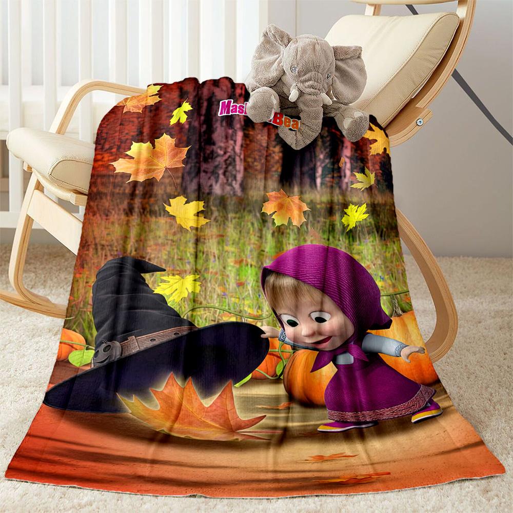 Masha Bear Blanket Durable Comfort Great for Picnics Bedding Seaside for All Seasons Stylish Decor Suitable for Gifting Relatives and Friends