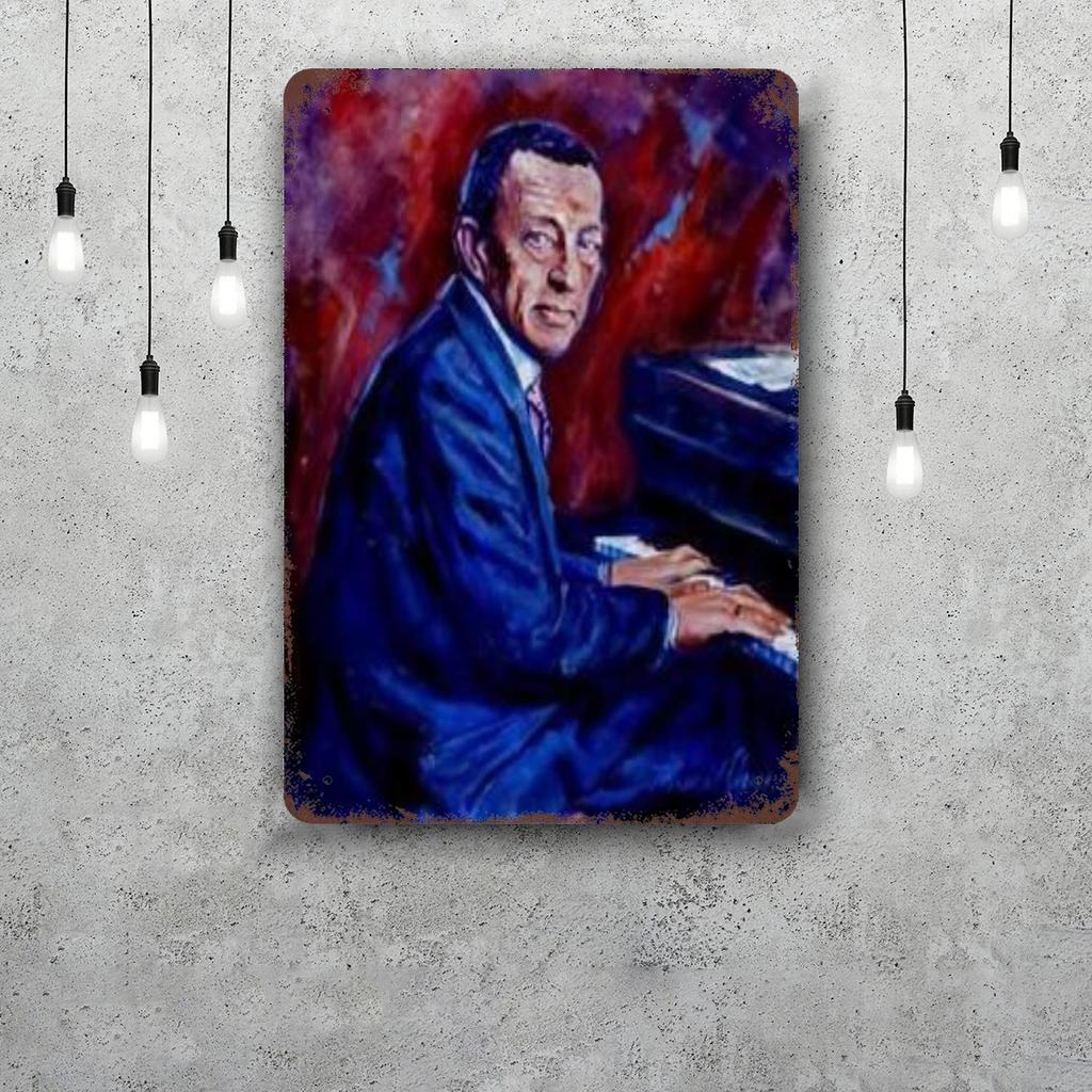 Sergei Rachmaninoff Decor Poster Vintage Tin Sign Metal Sign Decorative Plaque for Pub Bar Man Cave Club Wall Decoration