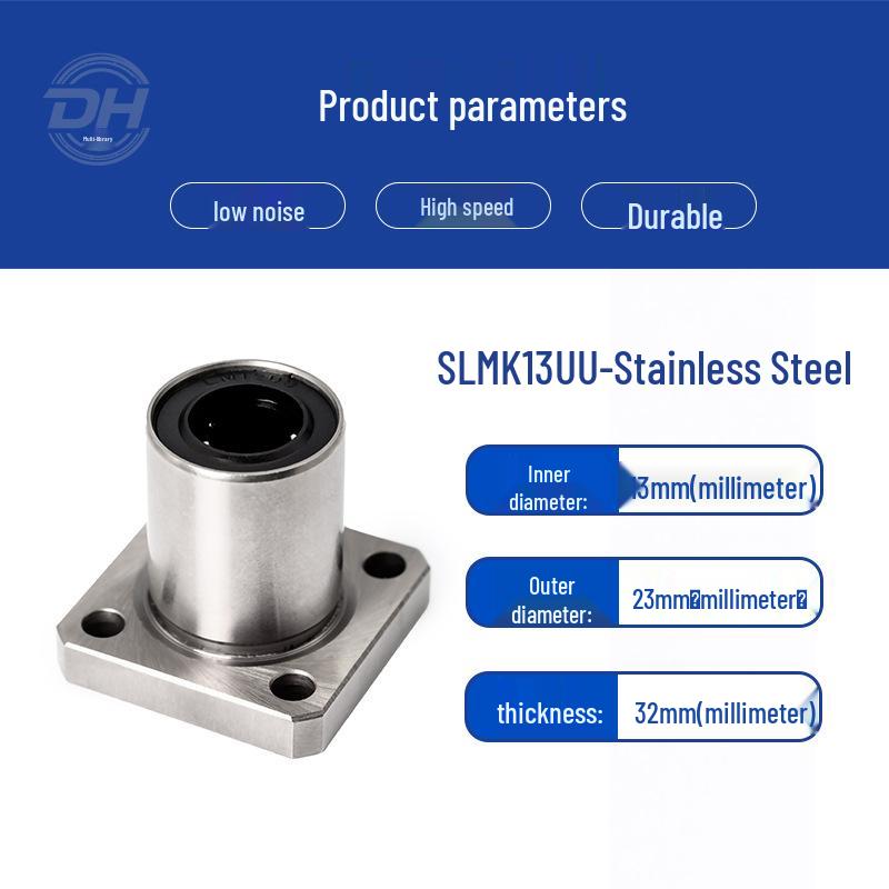 SLMK Series Mechanical Square Linear Bearings: Sizes 6, 8, 10, 13, 16, 20, 25, 30, 40UU