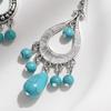 1 Pair of Faux Turquoise Tassel Earrings Lightweight Hypoallergenic Retro Style Polished Metal Plated