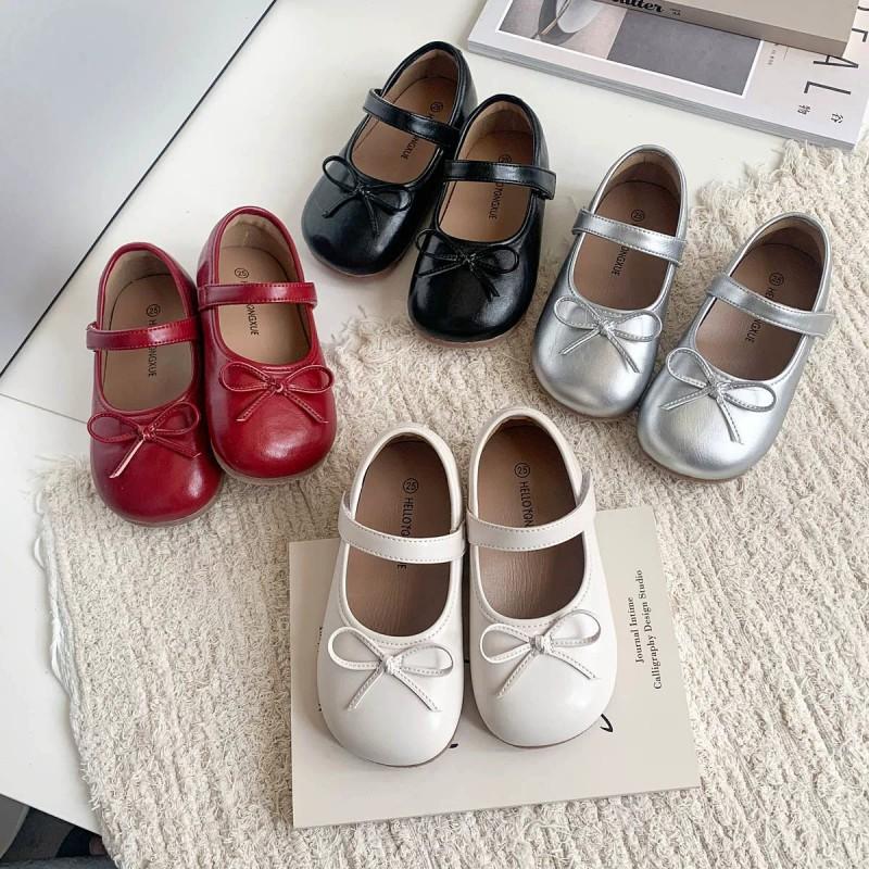 Youth style shoes Girls Ballet Flat Shoes Soft Sole Princess Style Slip-On Kids Fall Black Red