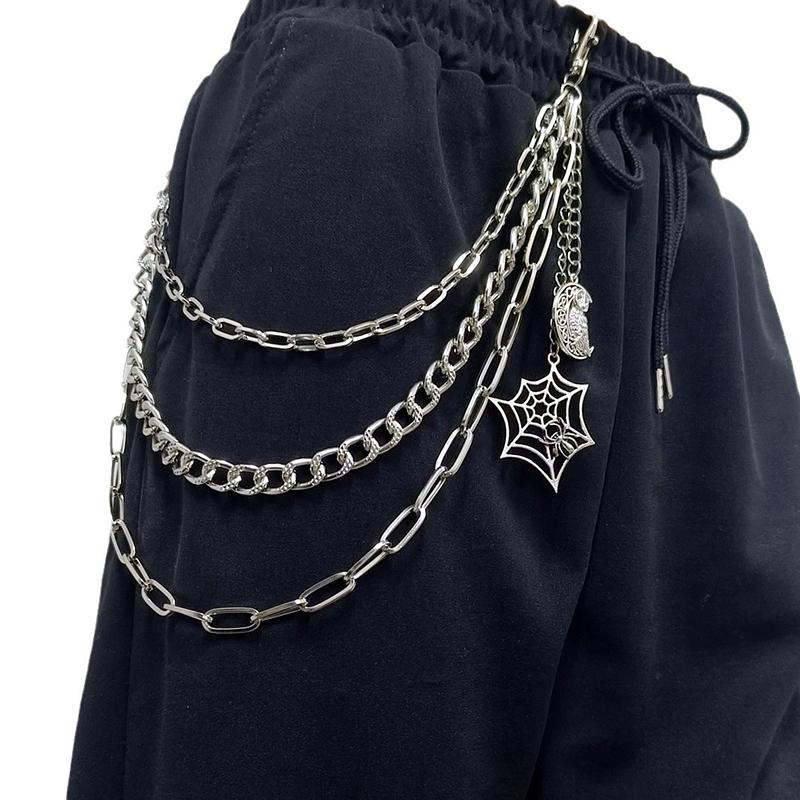 Панк Металл Паутина Скелет Подвеска Поясная Цепь Многослойная Джинсовая Цепь Хип-Хоп Цепь для Брюк Аксессуары для Одежды Подарки