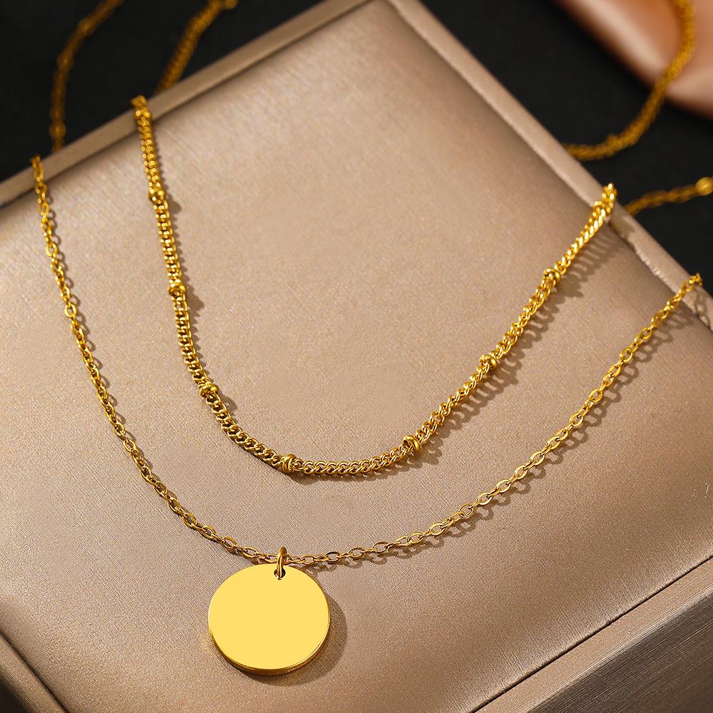 Ожерелья из нержавеющей стали Простая бисерная цепочка Перекрывающаяся лента Цепочка для ключиц Изысканное ожерелье для женщин Циркон Богиня Подарки Новинка