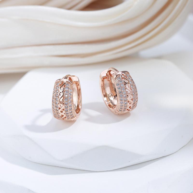 Kinel Rose Gold Color Hoop Dangle Earrings For Women Bride Wedding Fine Jewelry