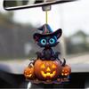Halloween New Pumpkin Ghost Witch Pendant Girl Flat 2D Rearview Mirror Decoration Night Pendant Keychain Pendant Set Party Decoration