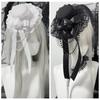 Chain Bow Hair Clip Black/White Color Gothic Rose Headband Retro Lolita Headdress