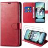 Case for Xiaomi Redmi Note 14 4G (not for 5G) Shockproof Anti-Scratch Red PU Leather + 2 Tempered Glasses