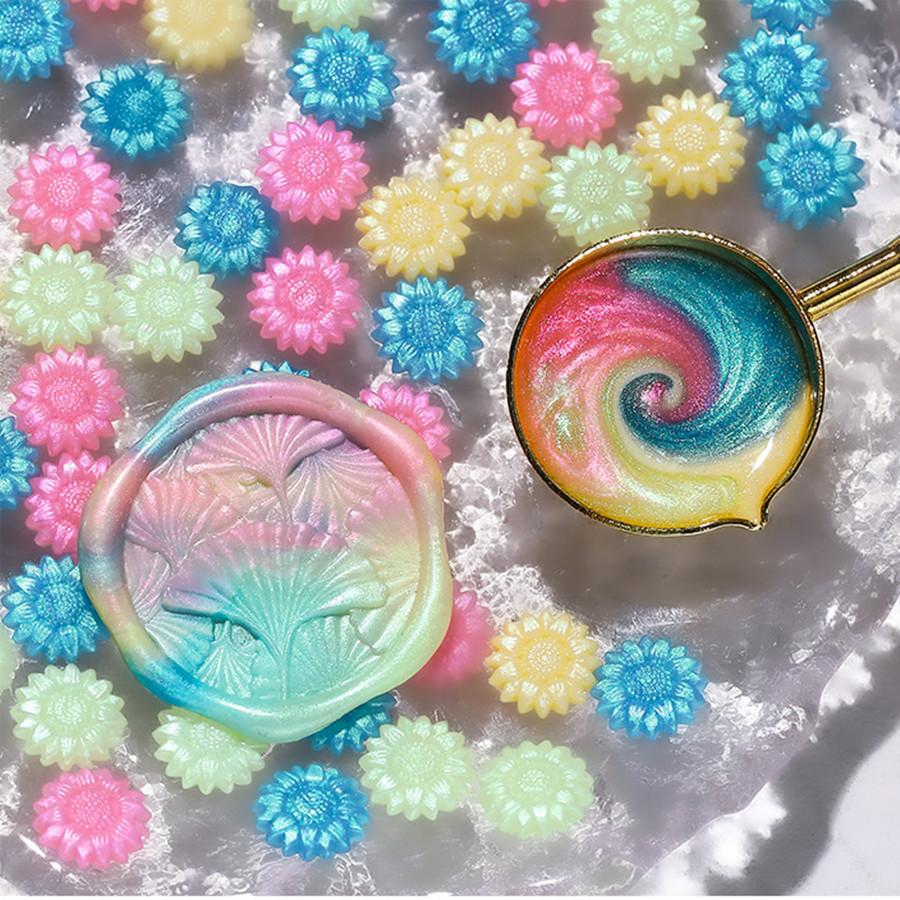 100 шт./пакет, воск для сургуча цвета Авроры, подсолнух, смешанные цвета, для свадебных приглашений, конвертов, упаковки винных подарков