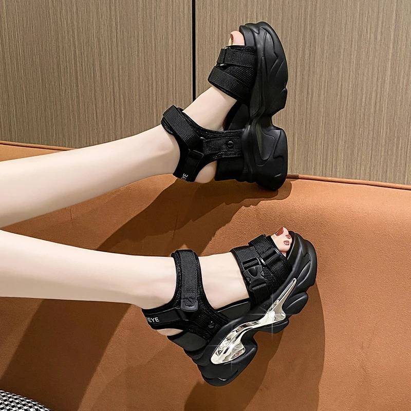 Fashion Fashion Summer Women Sandals Peep-toe Wedge Platform Sneakers Woman 10CM Heels Thick Bottom Sandal New Casual Beach Flip Flops