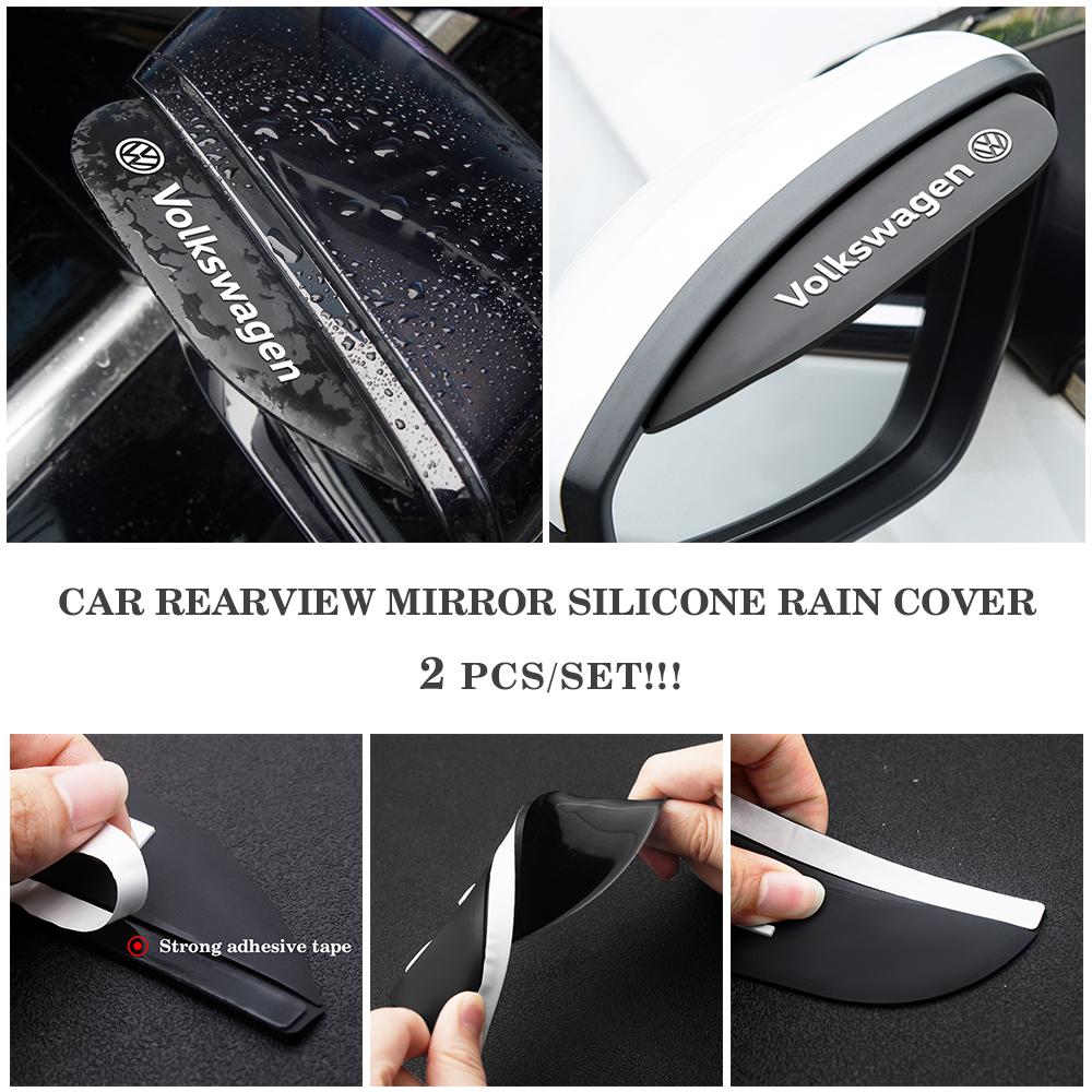 For VOLKSWAGEN VW 2pcs Car Rear View Mirror Sticker Silicone Rain Eyebrow for Volkswagen Passat Tiguan Golf Bora Jetta Scirocco